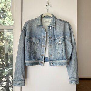 Rag & Bone Miramar Cropped Trucker Denim Jacket Blue XS
